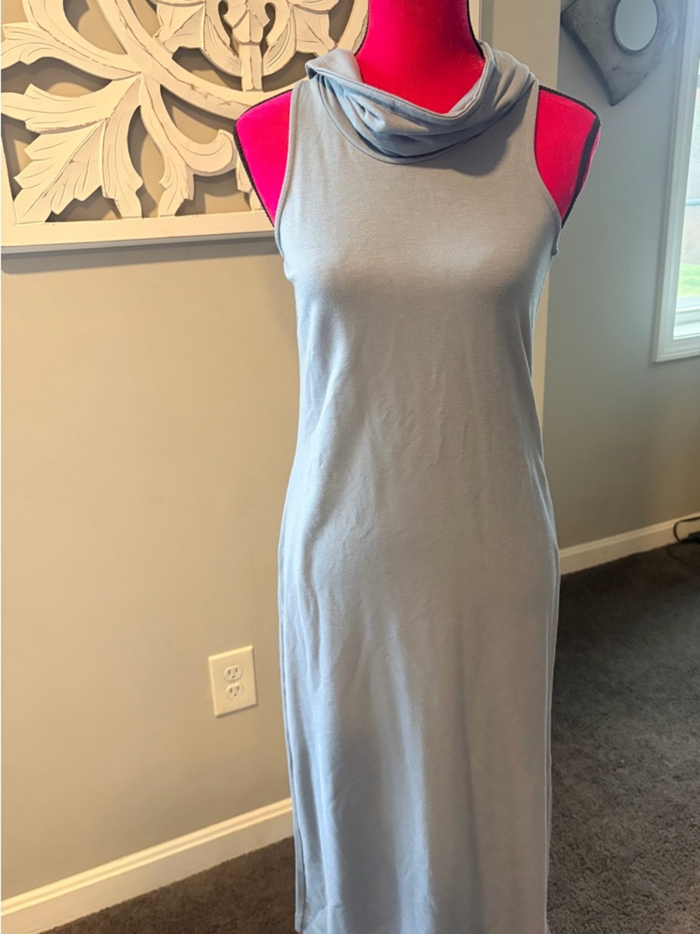 Banana Republic Gray Cowl‑Neck Midi Dress (XS)
